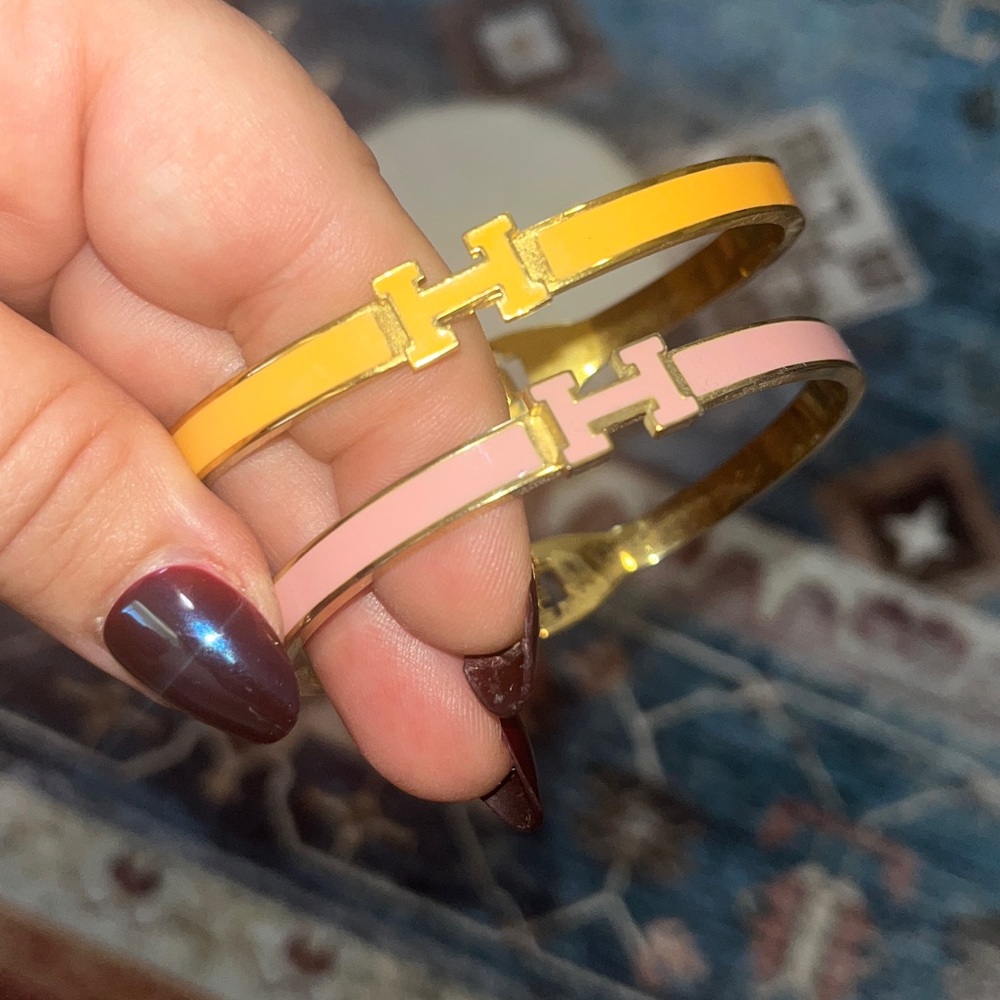 Orange and Pink H Logo Bracelets